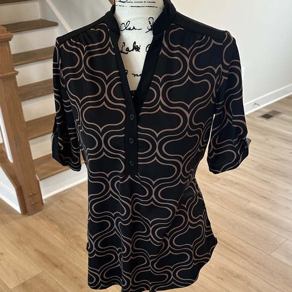 PerSeption Concept Black and Tan Blouse - Picture 1 of 9
